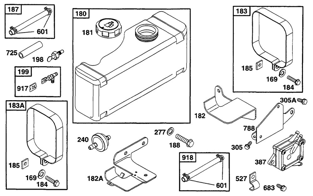 Fuel Tank Grp Diagram and Parts List for 255707-0124-XX  Briggs and Stratton Engine